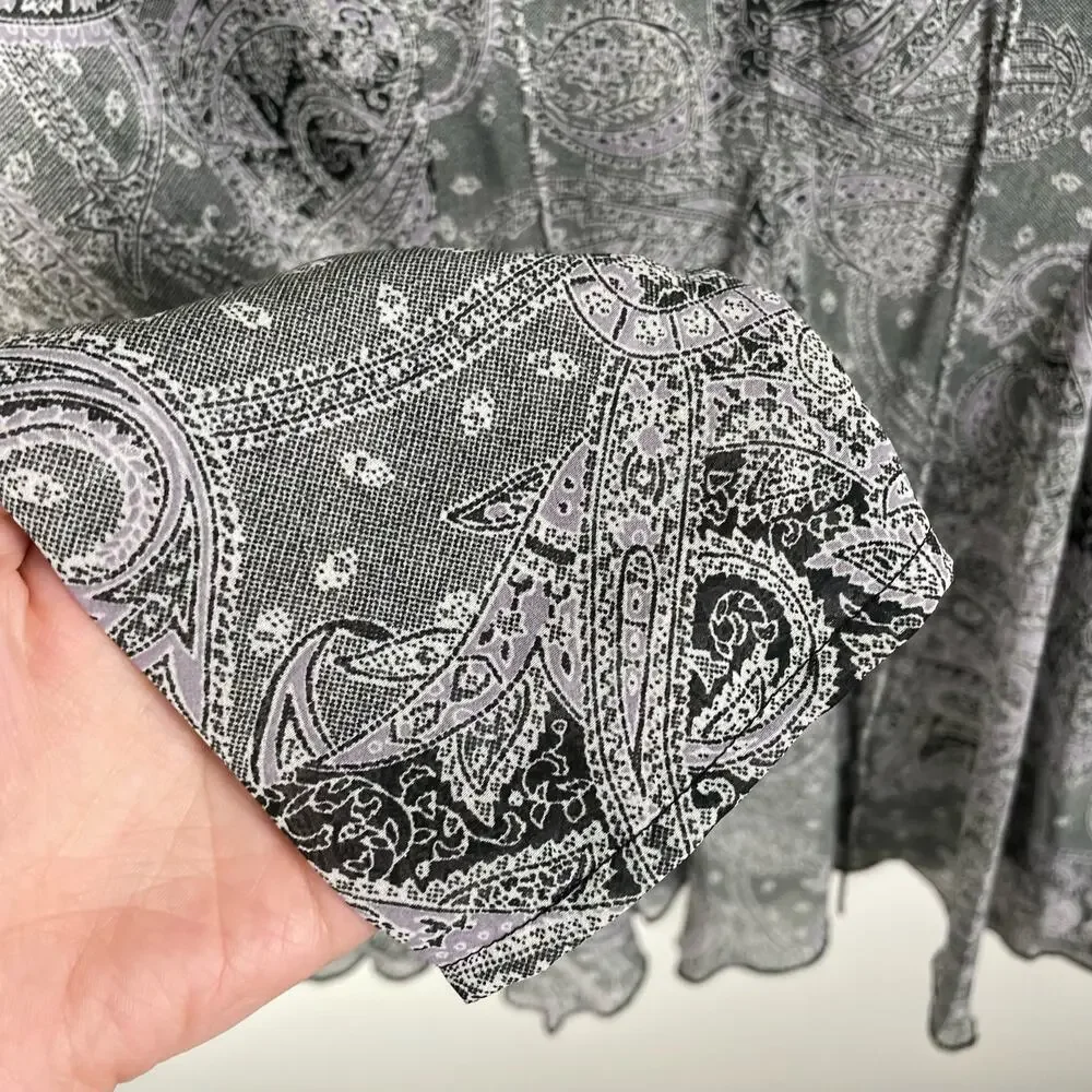 ASOS Dress 10 Black Paisley Whimsigoth Witchy Mini Lace Up Fairy Grunge Emo Boho